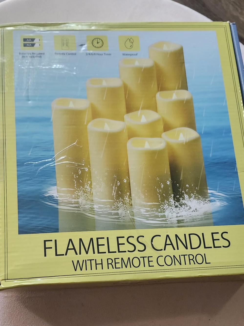 Flameless Yellow Pillar Candles with Remote Control - Unbranded